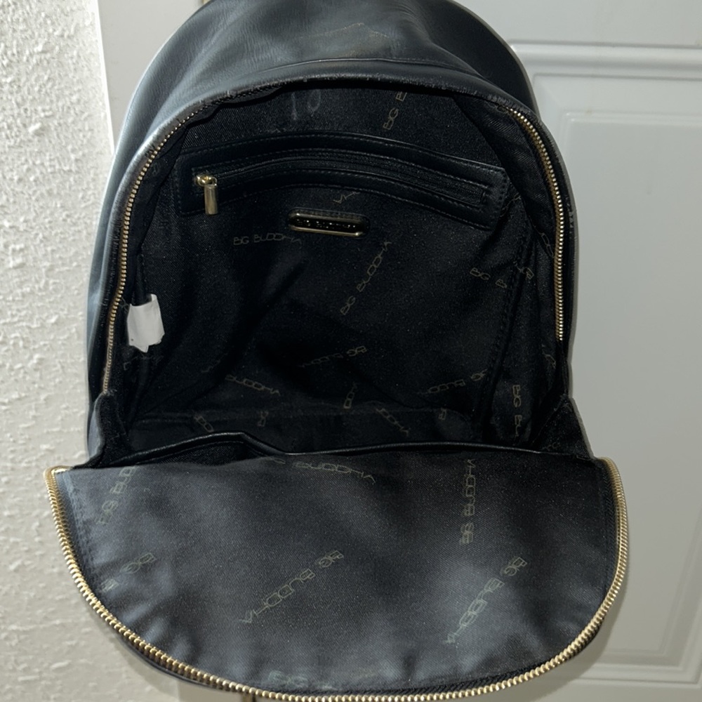 Big Buddha Backpack Purse Black Leather Gem